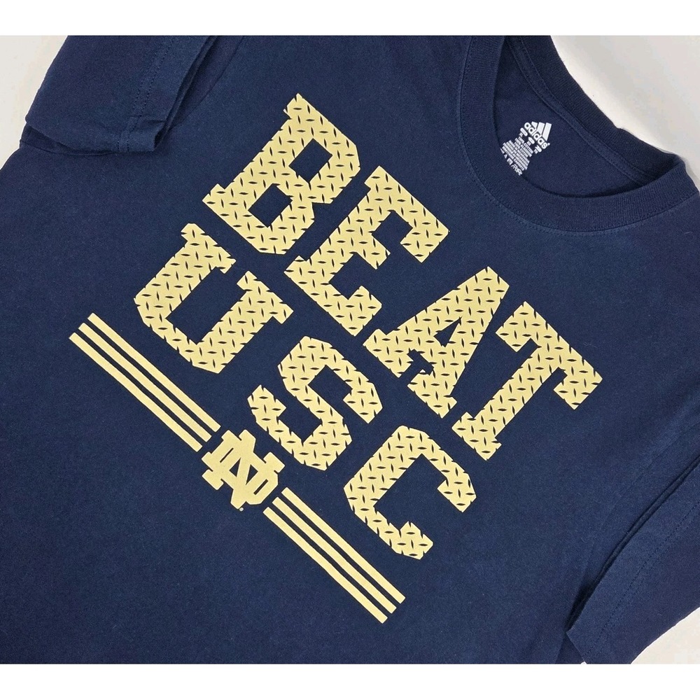 Notre Dame Fighting Irish T-Shirt Mens XL Adidas Navy Blue "Beat USC"